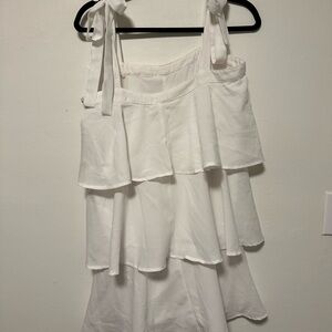 White Tiered Sleeveless Bridal Dress